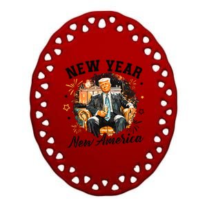 New Year New American 2025 Donald Trump Ceramic Oval Ornament