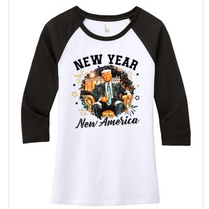 New Year New American 2025 Donald Trump Women's Tri-Blend 3/4-Sleeve Raglan Shirt