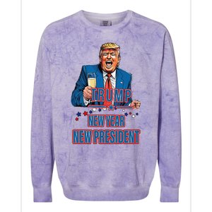 New Year New President Funny Trump 2025 Take America Back Colorblast Crewneck Sweatshirt