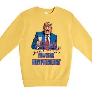 New Year New President Funny Trump 2025 Take America Back Premium Crewneck Sweatshirt