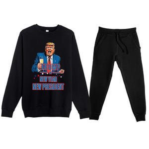 New Year New President Funny Trump 2025 Take America Back Premium Crewneck Sweatsuit Set