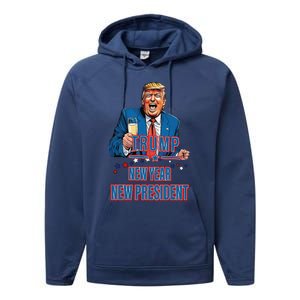 New Year New President Funny Trump 2025 Take America Back Performance Fleece Hoodie