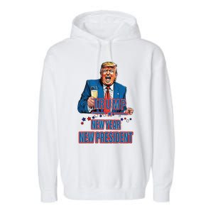 New Year New President Funny Trump 2025 Take America Back Garment-Dyed Fleece Hoodie