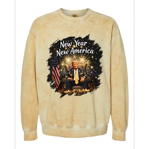 New Year New America Happy New Year Party 2025 Trump Funny Colorblast Crewneck Sweatshirt