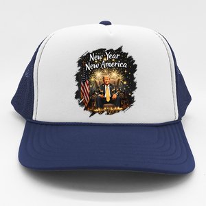 New Year New America Happy New Year Party 2025 Trump Funny Trucker Hat