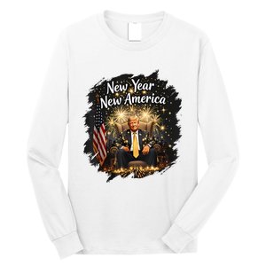 New Year New America Happy New Year Party 2025 Trump Funny Long Sleeve Shirt