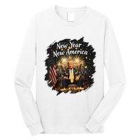 New Year New America Happy New Year Party 2025 Trump Funny Long Sleeve Shirt