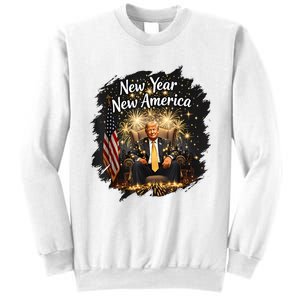 New Year New America Happy New Year Party 2025 Trump Funny Sweatshirt