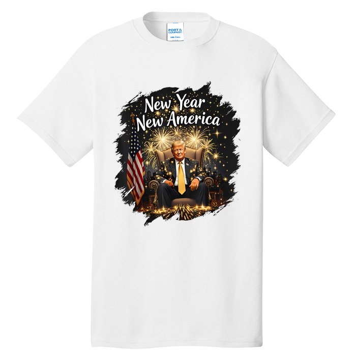 New Year New America Happy New Year Party 2025 Trump Funny Tall T-Shirt