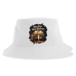 New Year New America Happy New Year Party 2025 Trump Funny Sustainable Bucket Hat