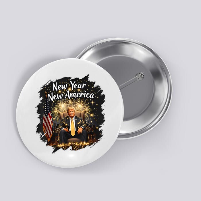 New Year New America Happy New Year Party 2025 Trump Funny Button