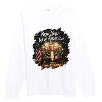 New Year New America Happy New Year Party 2025 Trump Funny Premium Crewneck Sweatshirt