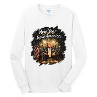 New Year New America Happy New Year Party 2025 Trump Funny Tall Long Sleeve T-Shirt