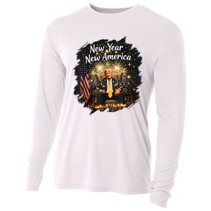 New Year New America Happy New Year Party 2025 Trump Funny Cooling Performance Long Sleeve Crew