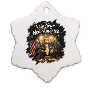 New Year New America Happy New Year Party 2025 Trump Funny Ceramic Star Ornament