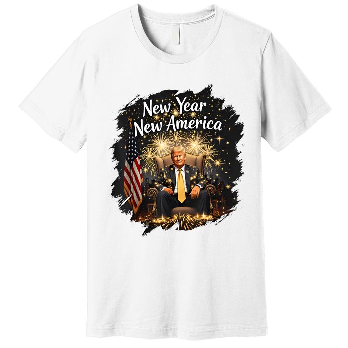 New Year New America Happy New Year Party 2025 Trump Funny Premium T-Shirt