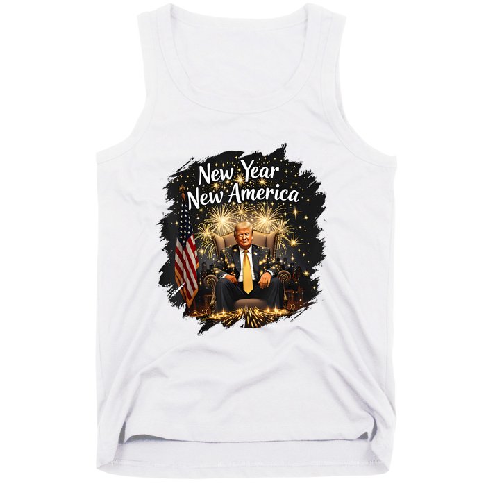 New Year New America Happy New Year Party 2025 Trump Funny Tank Top