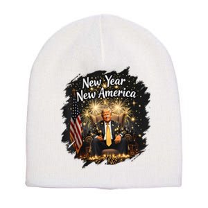 New Year New America Happy New Year Party 2025 Trump Funny Short Acrylic Beanie