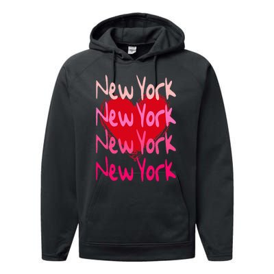 New York NYC NY Heart Performance Fleece Hoodie