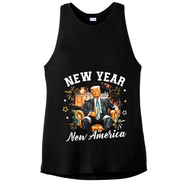 New Year New American Trump 2025 Ladies PosiCharge Tri-Blend Wicking Tank