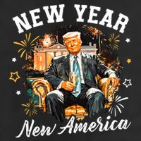 New Year New American Trump 2025 7 Panel Mesh Trucker Snapback Hat