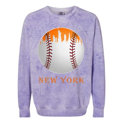 New York NY Skyline Baseball Vintage Met At Gameday Colorblast Crewneck Sweatshirt