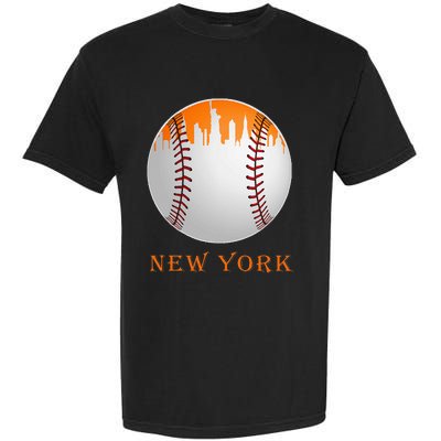 New York NY Skyline Baseball Vintage Met At Gameday Garment-Dyed Heavyweight T-Shirt