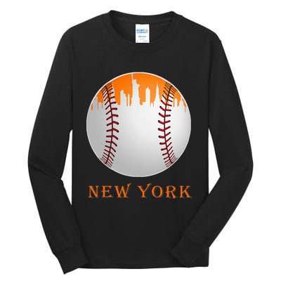 New York NY Skyline Baseball Vintage Met At Gameday Tall Long Sleeve T-Shirt