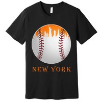 New York NY Skyline Baseball Vintage Met At Gameday Premium T-Shirt