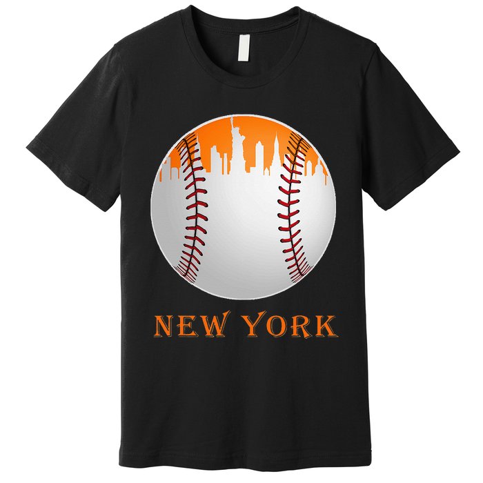 New York NY Skyline Baseball Vintage Met At Gameday Premium T-Shirt