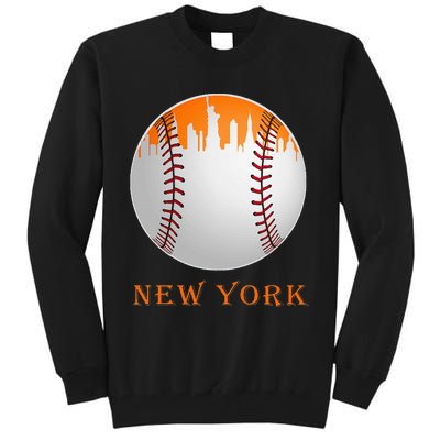 New York NY Skyline Baseball Vintage Met At Gameday Tall Sweatshirt