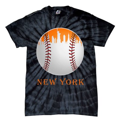 New York NY Skyline Baseball Vintage Met At Gameday Tie-Dye T-Shirt