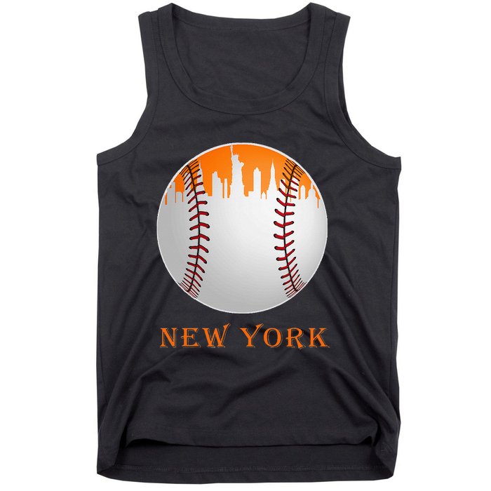 New York NY Skyline Baseball Vintage Met At Gameday Tank Top