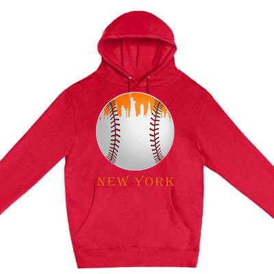 New York NY Skyline Baseball Vintage Met At Gameday Premium Pullover Hoodie