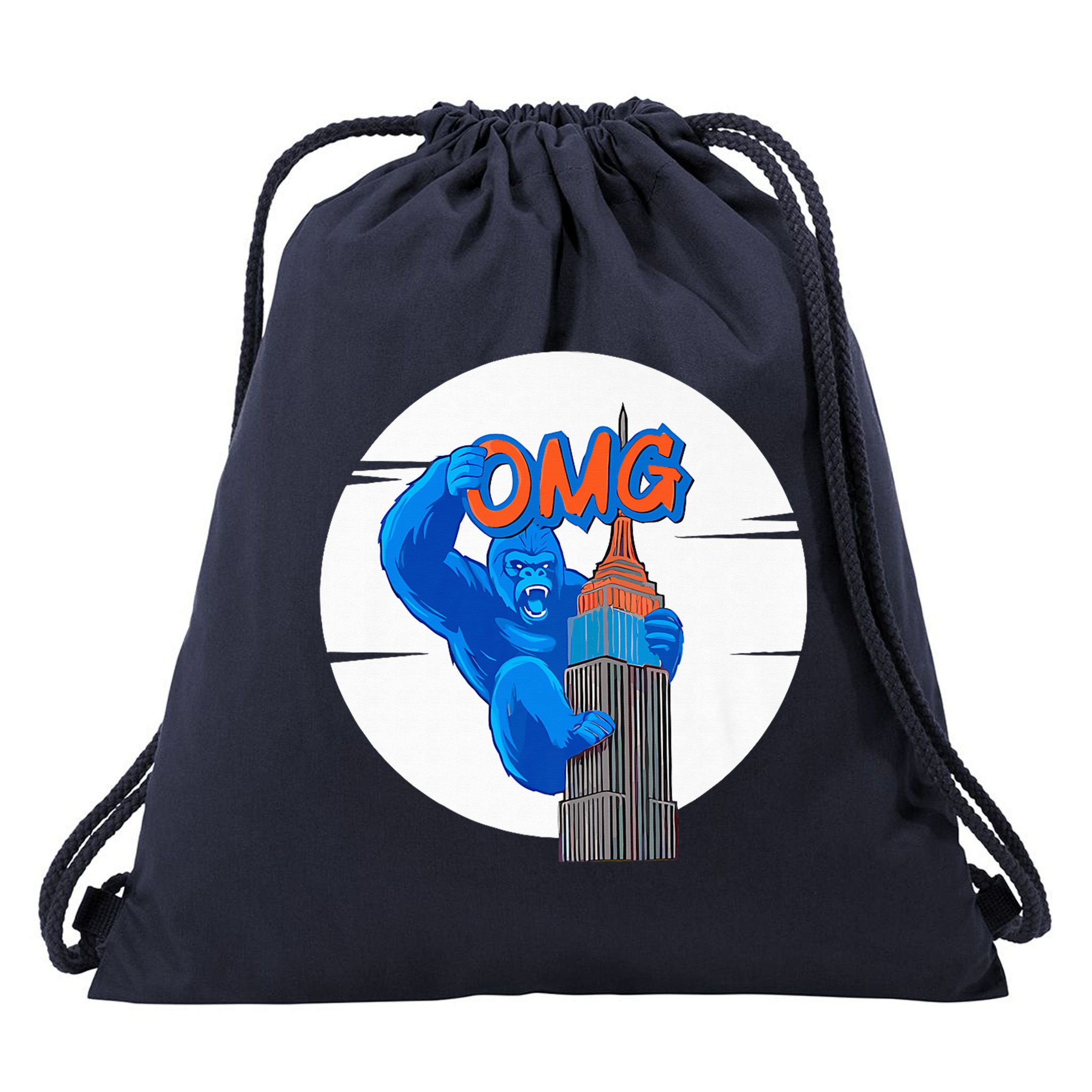 New York Omg Gorilla Top Tower Drawstring Bag