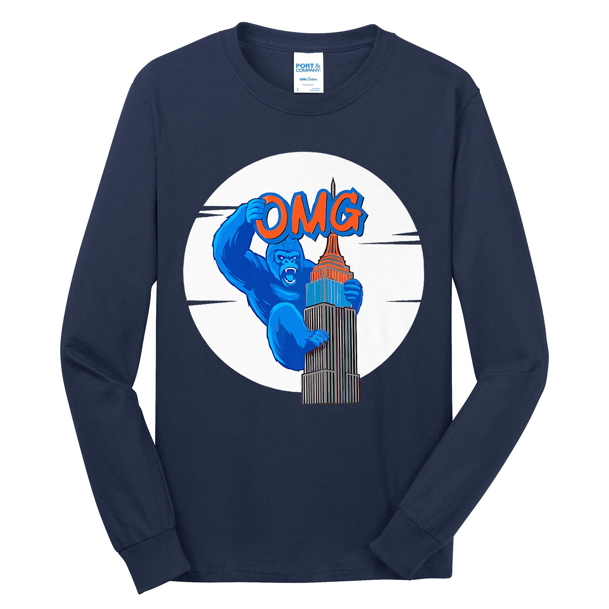 New York Omg Gorilla Top Tower Tall Long Sleeve T-Shirt