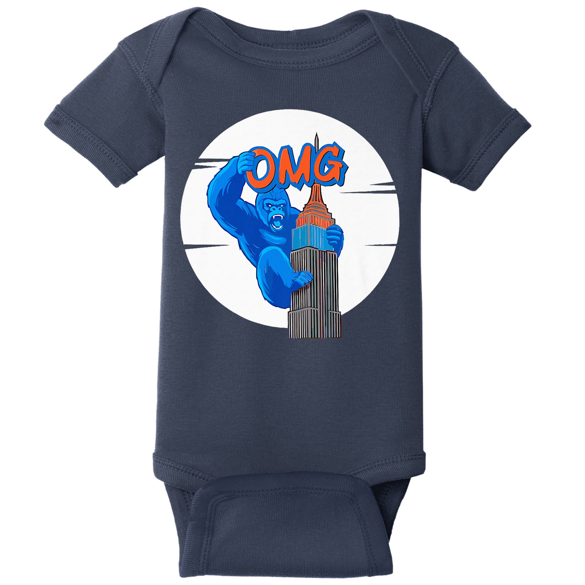 New York Omg Gorilla Top Tower Baby Bodysuit