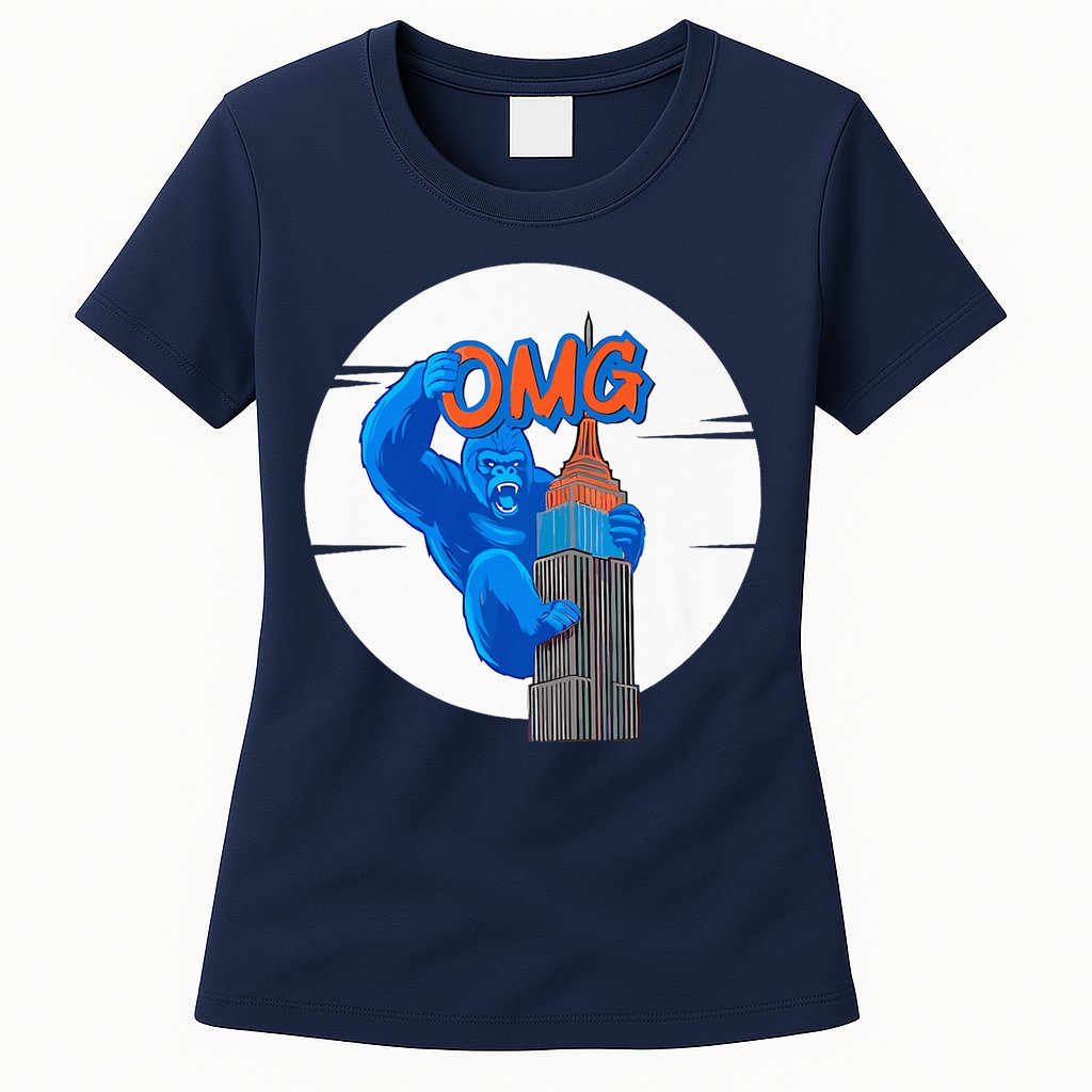 New York Omg Gorilla Top Tower Womens T-Shirt