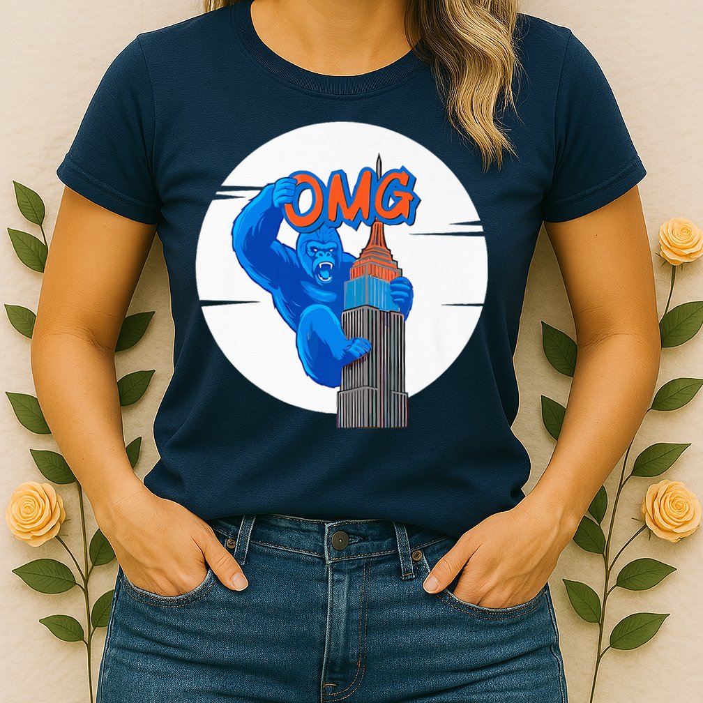 New York Omg Gorilla Top Tower Womens T-Shirt