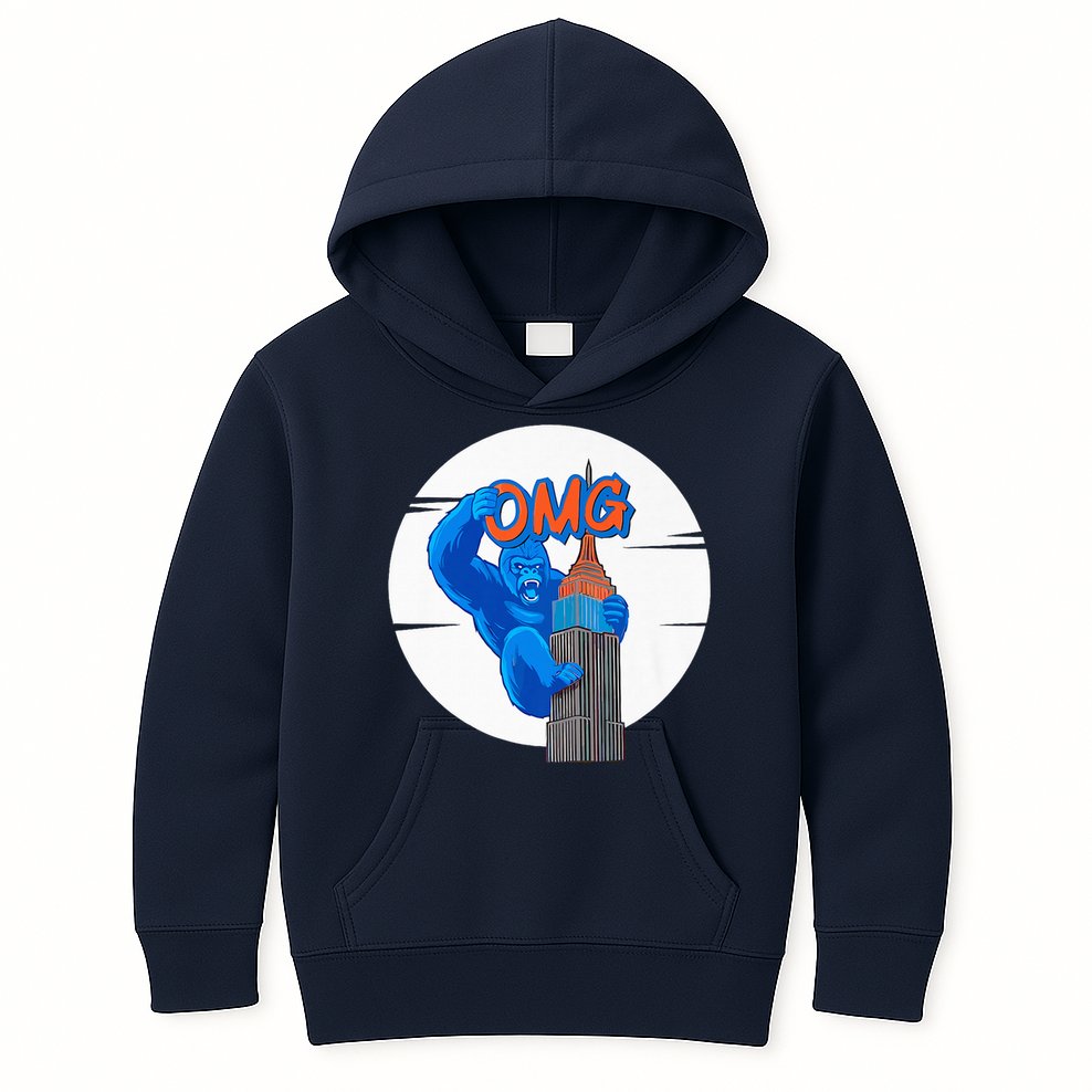 New York Omg Gorilla Top Tower Kids Hoodie