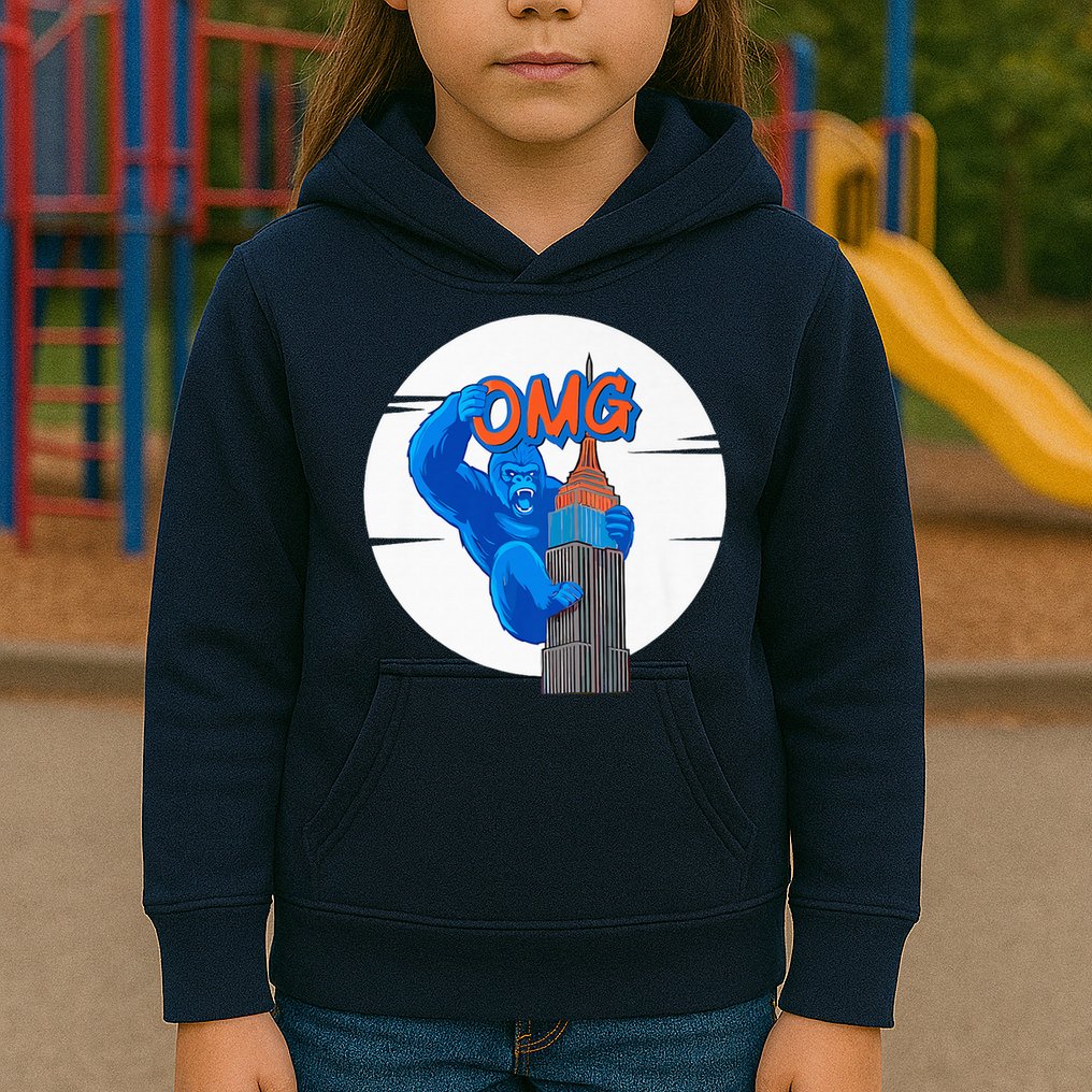 New York Omg Gorilla Top Tower Kids Hoodie