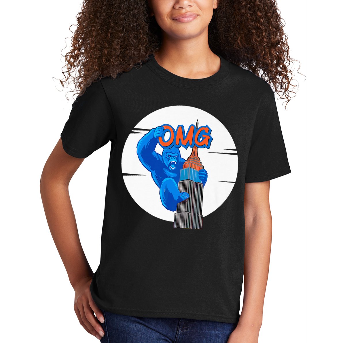 New York Omg Gorilla Top Tower Kids T-Shirt