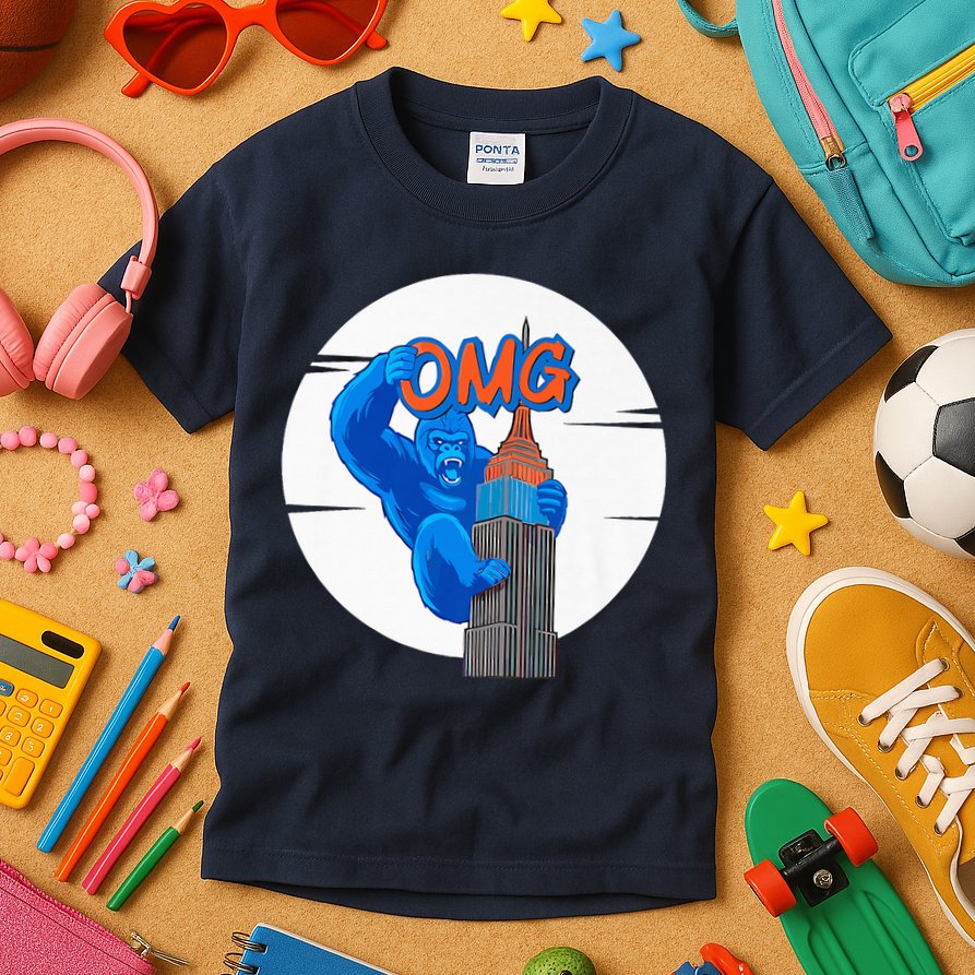 New York Omg Gorilla Top Tower Kids T-Shirt