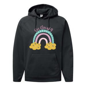 Nine Year Old Rainbow 9th Birthday Gifts For Girls 9 Bday Performance Fleece Hoodie