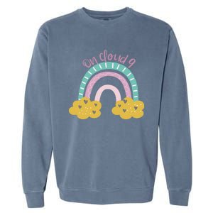 Nine Year Old Rainbow 9th Birthday Gifts For Girls 9 Bday Garment-Dyed Sweatshirt