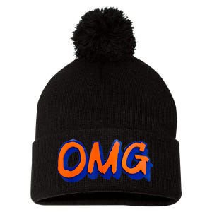 New York Omg Top Aligned Pom Pom 12in Knit Beanie