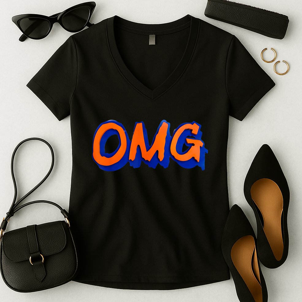 New York Omg Top Aligned Women's V-Neck T-Shirt
