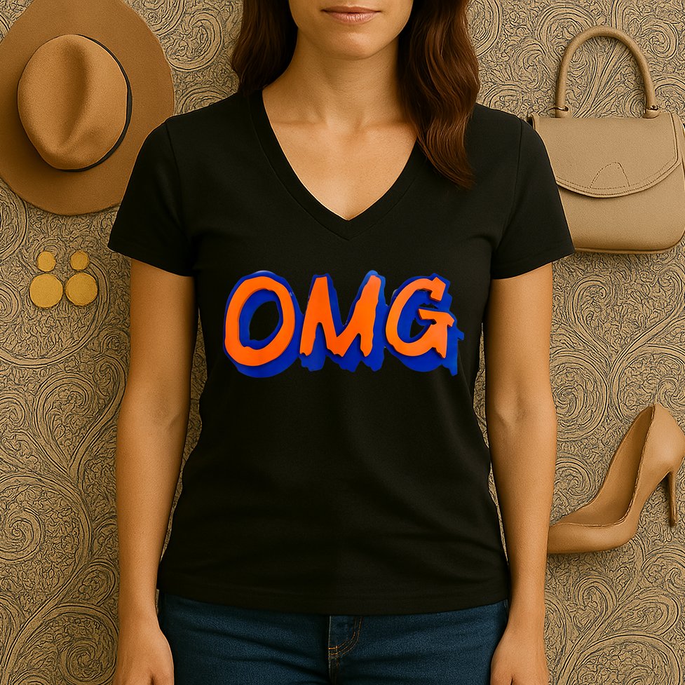 New York Omg Top Aligned Women's V-Neck T-Shirt