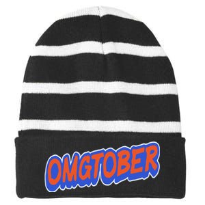 New York Omgtober Baseball Fans Striped Beanie with Solid Band