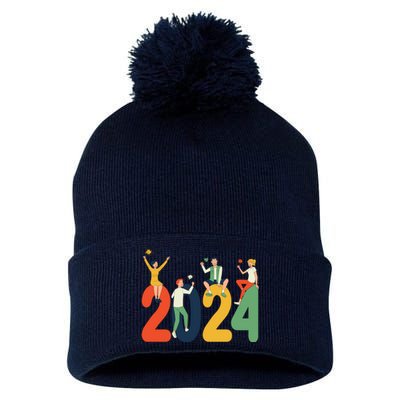 New Year Party Pom Pom 12in Knit Beanie